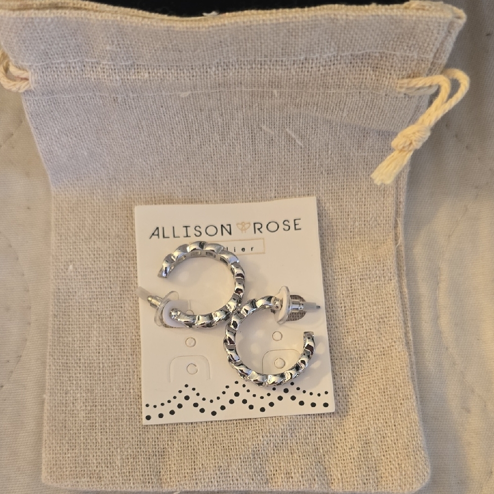 Allison Rose Silver Hoop 24mm Earrings New